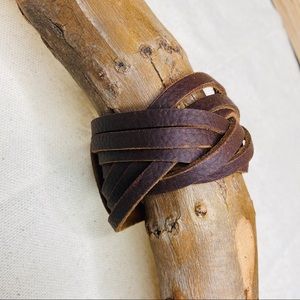 Braided 2 inch oil tanned leather cuff
